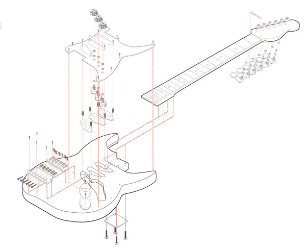 Stratocaster Exploded Isometric