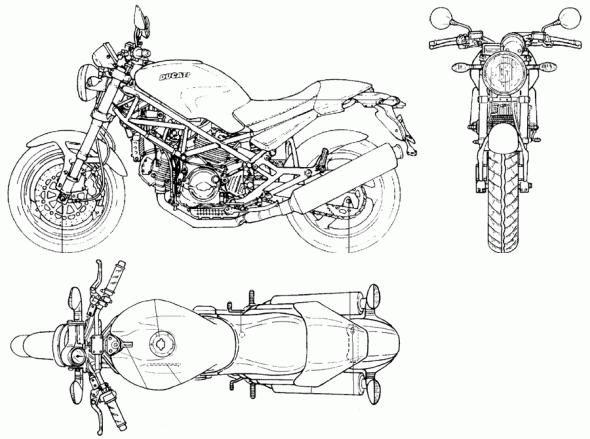 Orthographics of a Ducati Monster