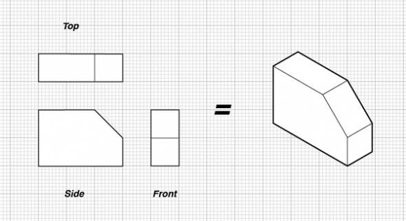 ORTHOGRAPHIC PROJECTION - Draw Front View, Top view and Right Side