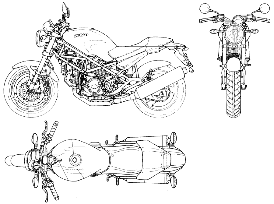 Мото размеры. Ducati Monster габариты мотоцикла. Мотоцикл вид сбоку чертеж. Мотоцикл чертеж сбоку. Контур спортивного мотоцикла спереди.